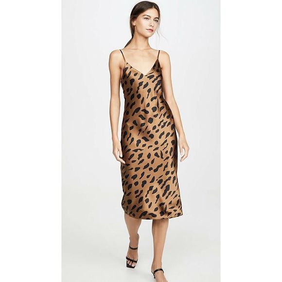 L'AGENCE Dresses & Skirts - NWT L’Agence Jodie V-Neck Slip Dress Camel/Black